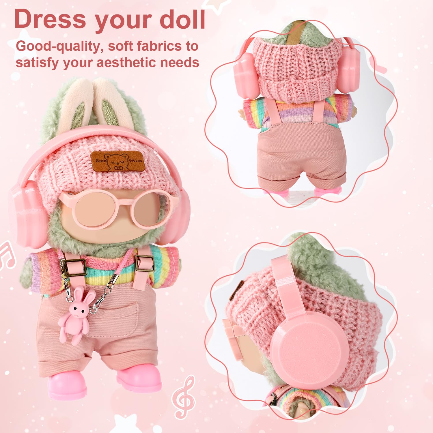 Sinbana 7-Piece Doll Clothes Set - Rainbow Outfit with Accessories for Dressing and Display