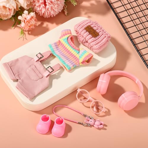 Sinbana 7-Piece Doll Clothes Set - Rainbow Outfit with Accessories for Dressing and Display