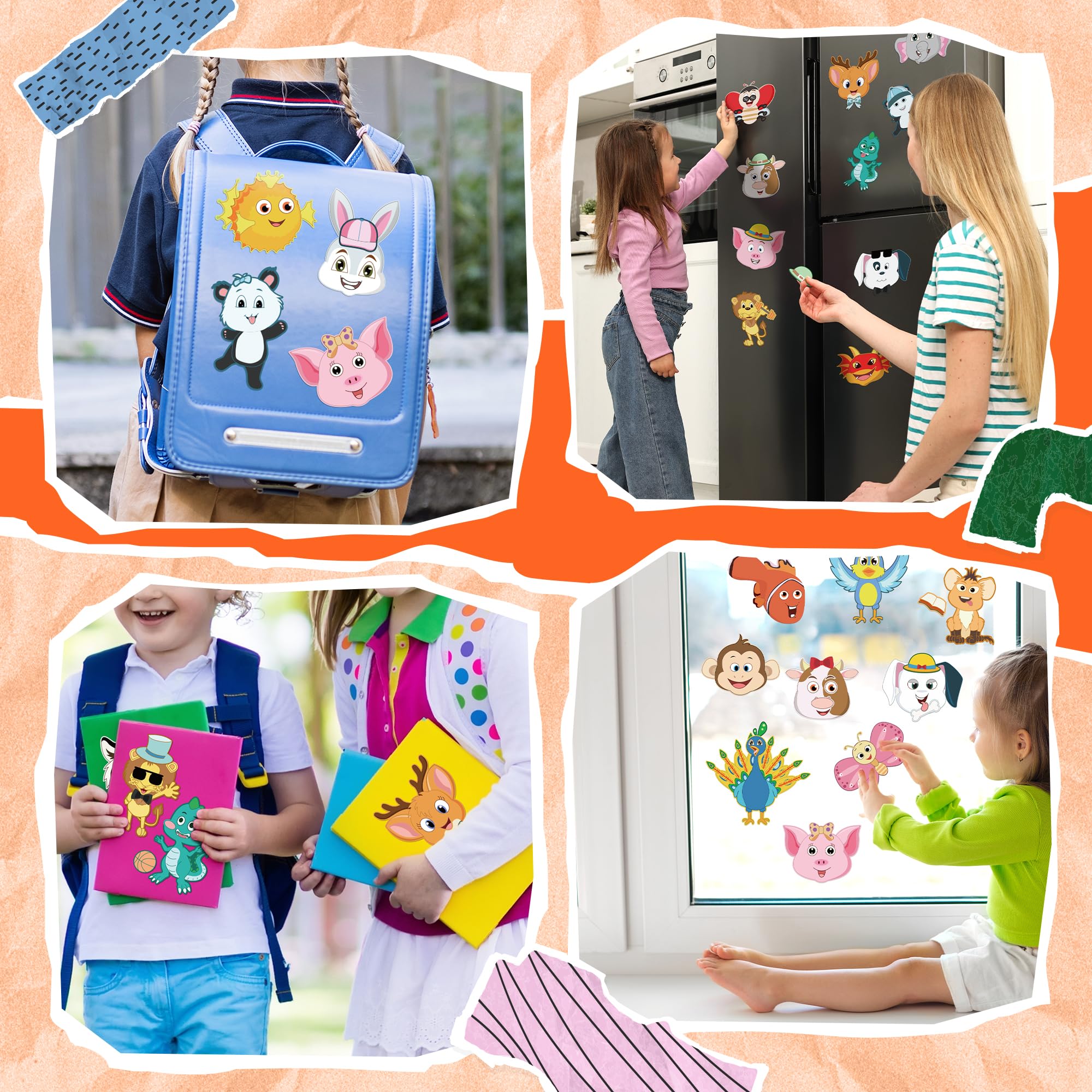 Sinceroduct 100PCS Make Your Own Stickers for Kids – 20 Animal Faces, Reusable & Waterproof Craft Stickers