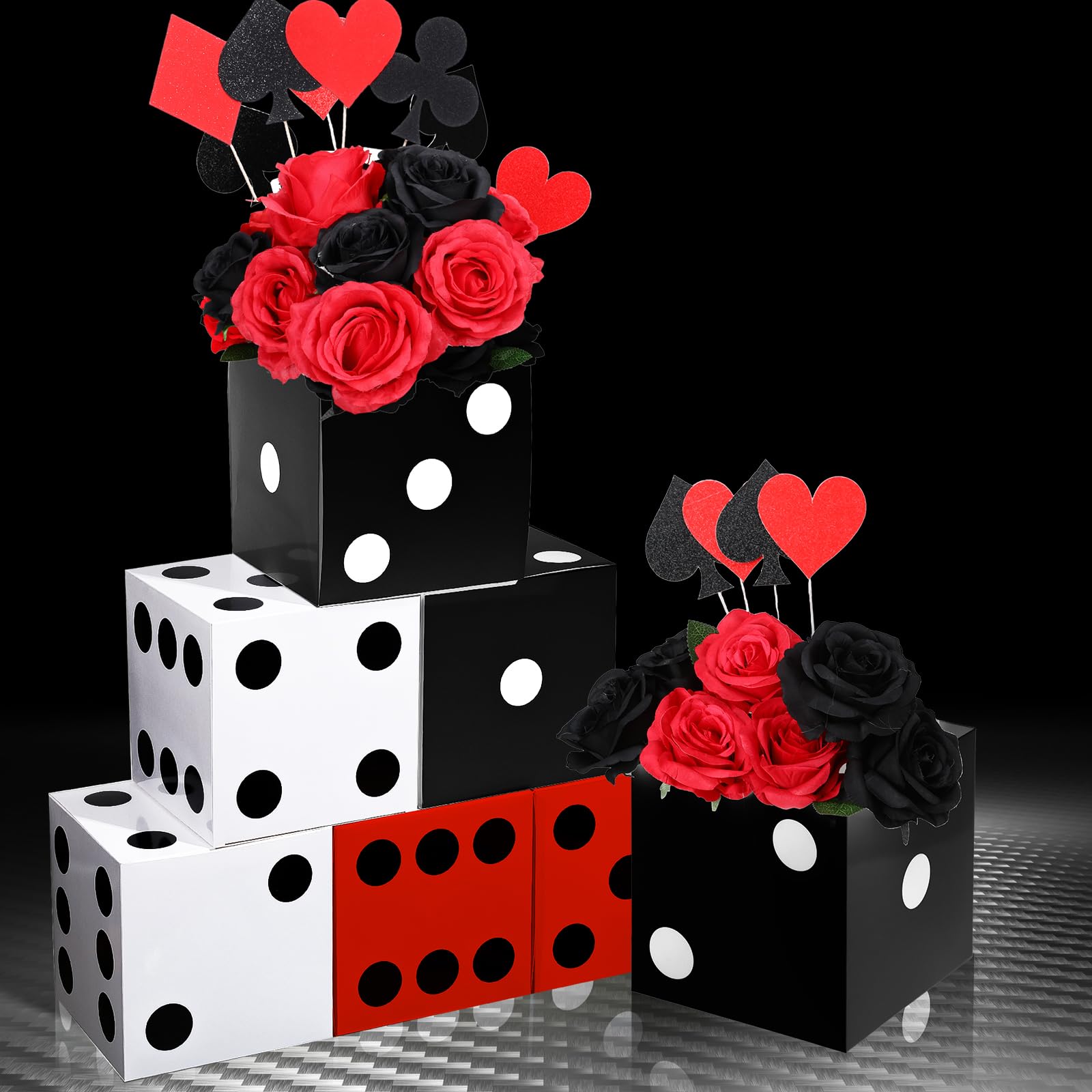 Sinmoe 6-Pack Multicolor Dice Favor Boxes – 7x7x7 Inch Cardboard Casino Decor