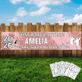 Sinmoe Personalized Graduation Banner - 71x16 Inch Pink Banner with 78 Alphabet Stickers for Custom Names, Class of 2026 Decor for High School College Doctorate