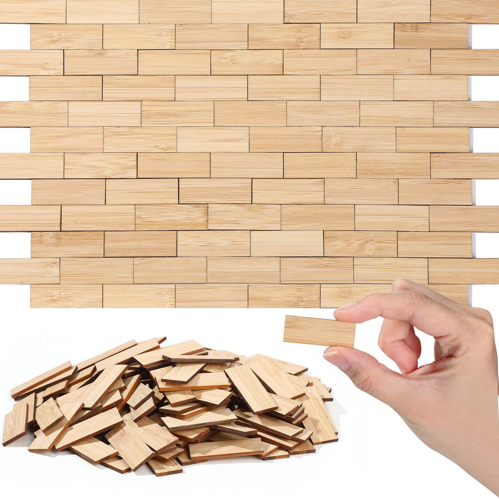 Sintuff 200-Piece Beige Bamboo Dollhouse Flooring - 1:12 Scale Geometric Wood Floor Boards for Miniature Rooms
