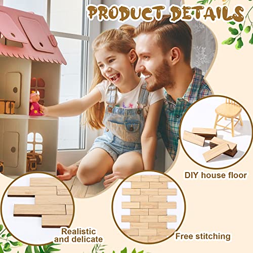 Sintuff 200-Piece Beige Bamboo Dollhouse Flooring - 1:12 Scale Geometric Wood Floor Boards for Miniature Rooms