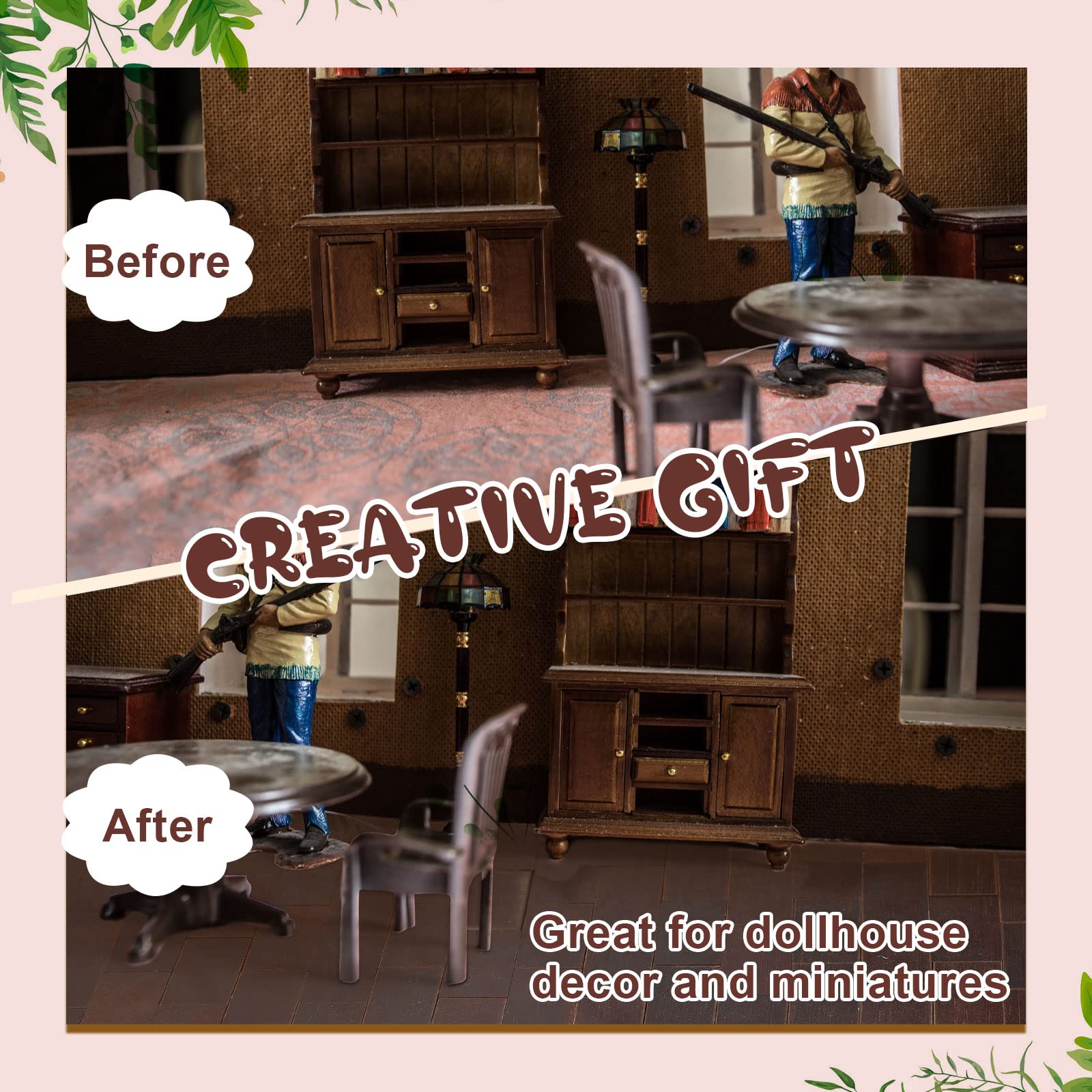 Sintuff 200-Piece Miniature Dollhouse Flooring Boards - 1:12 Scale Bamboo Wood Floor Tiles for DIY Dollhouse Decor (Brown)