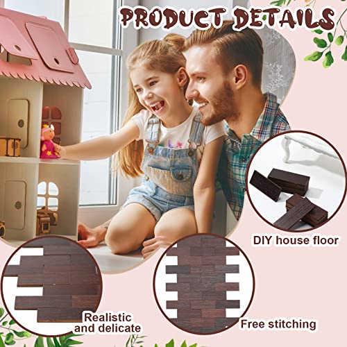 Sintuff 200-Piece Miniature Dollhouse Flooring Boards - 1:12 Scale Bamboo Wood Floor Tiles for DIY Dollhouse Decor (Brown)