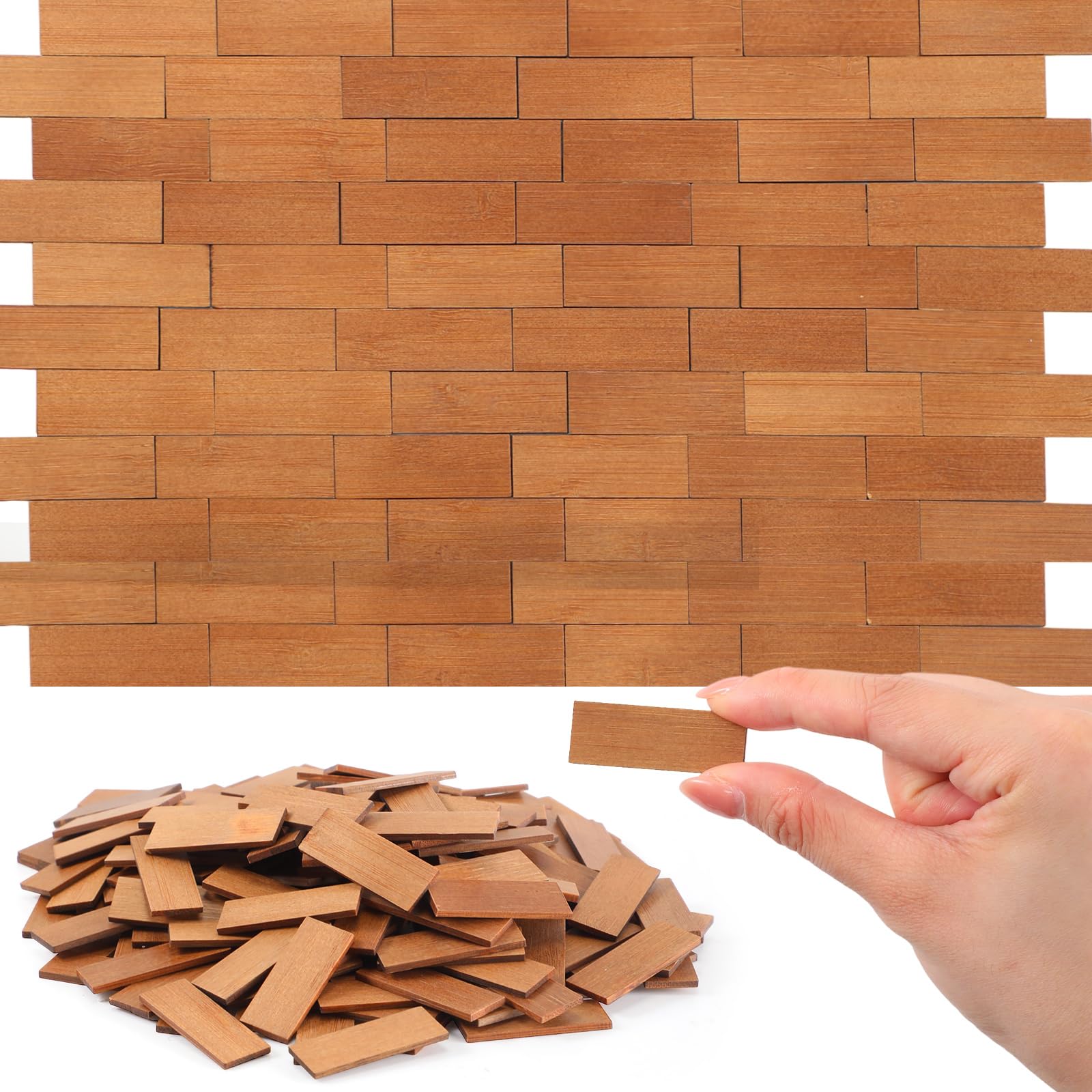 Sintuff 200pcs Miniature Dollhouse Flooring - 1:12 Scale Bamboo Wood Floor Boards for DIY (Pale Brown)