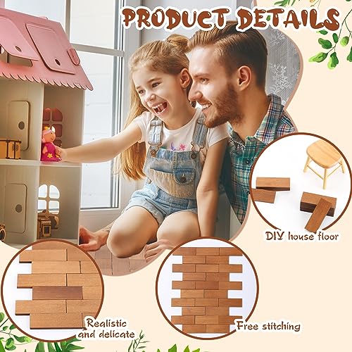 Sintuff 200pcs Miniature Dollhouse Flooring - 1:12 Scale Bamboo Wood Floor Boards for DIY (Pale Brown)