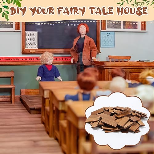 Sintuff 200pcs Miniature Dollhouse Flooring - 1:12 Scale Bamboo Wood Floor Boards for DIY (Pale Brown)