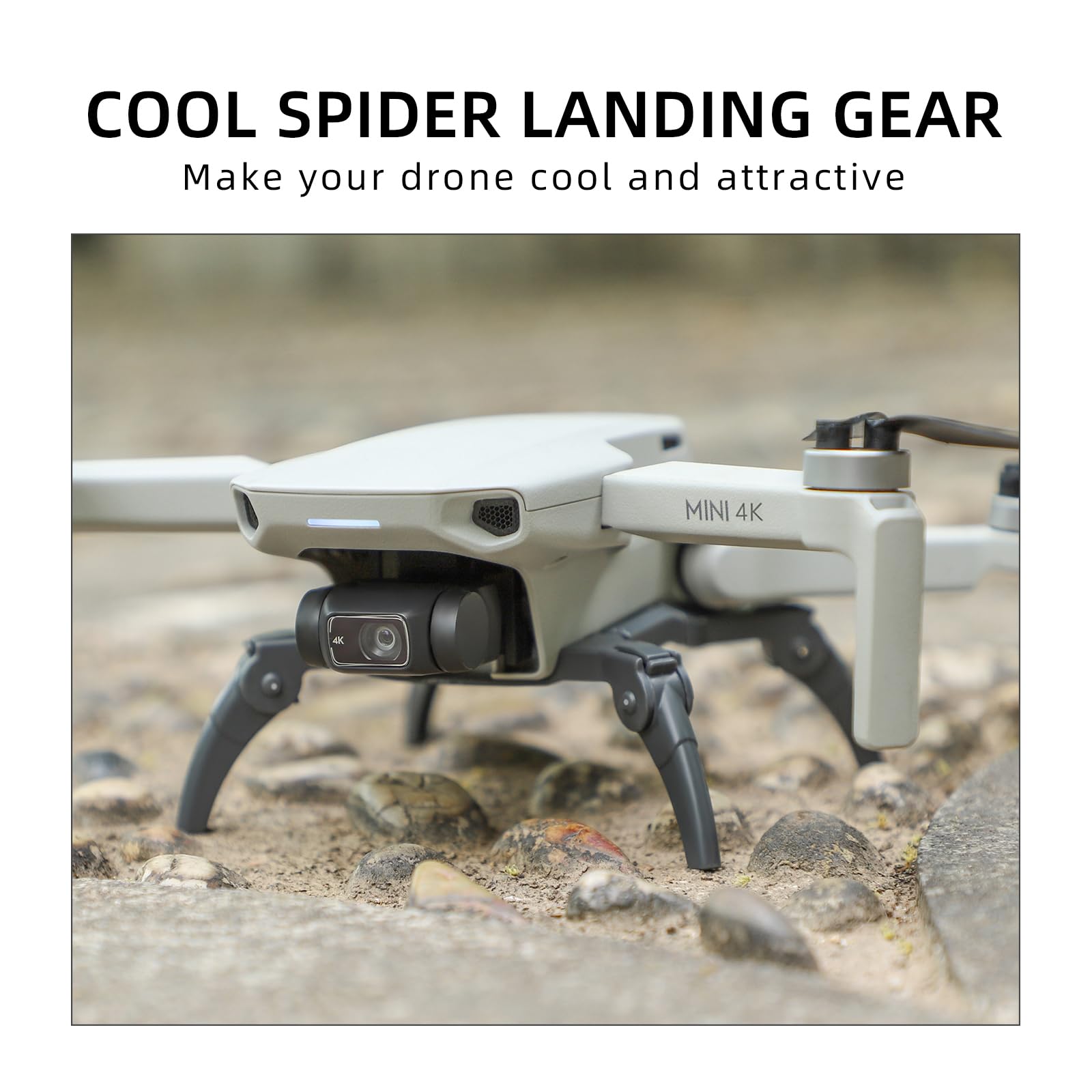 Sinyutia Foldable Landing Gear for DJI Mini 4K / Mini 2 SE / Mini 2 – Gray Spider Legs with 32mm Height Boost