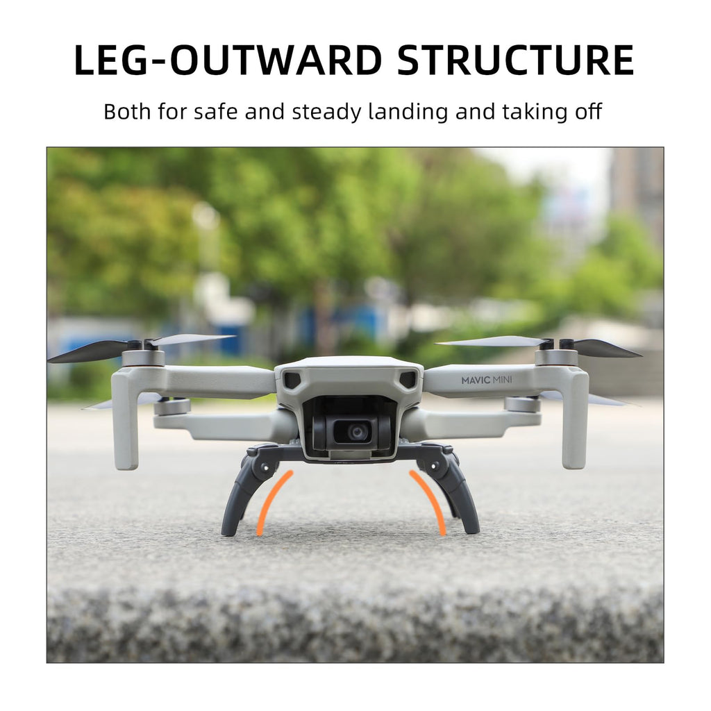 Sinyutia Foldable Landing Gear for DJI Mini 4K / Mini 2 SE / Mini 2 – Gray Spider Legs with 32mm Height Boost