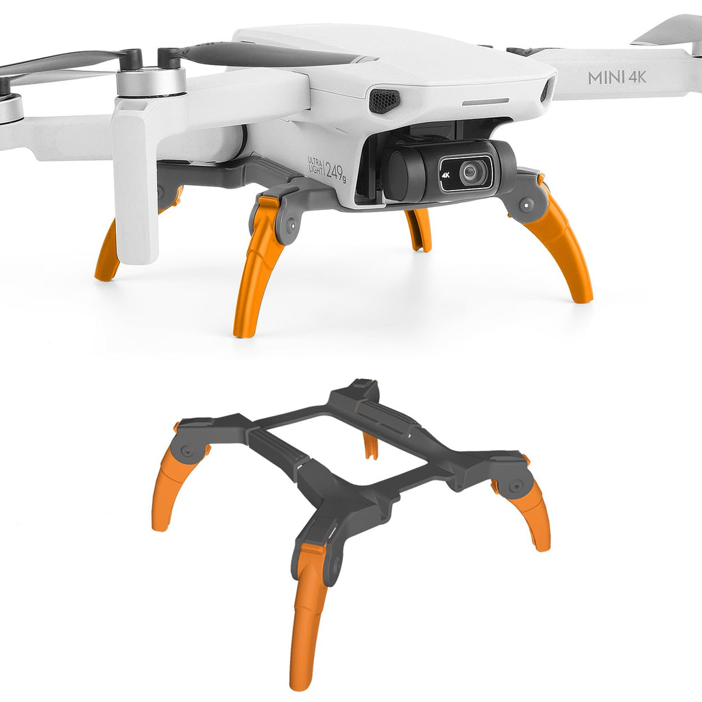 Sinyutia Foldable Landing Gear for DJI Mini 4K – Orange-Gray, 32mm Height Boost, Ultra-Light 0.073 lbs