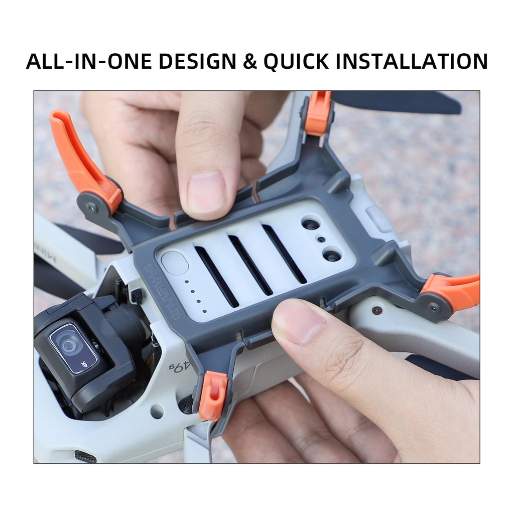 Sinyutia Foldable Landing Gear for DJI Mini 4K – Orange-Gray, 32mm Height Boost, Ultra-Light 0.073 lbs