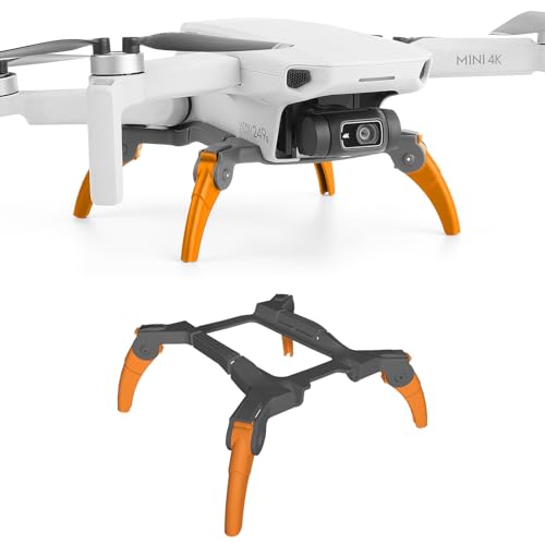 Sinyutia Foldable Landing Gear for DJI Mini 4K – Orange-Gray, 32mm Height Boost, Ultra-Light 0.073 lbs