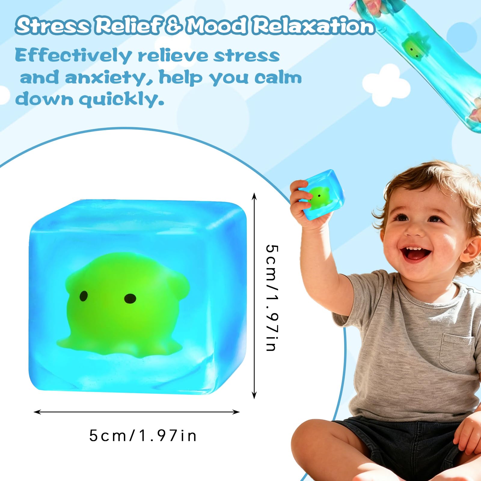 Siporui Octopus Blue Slow-Rising Stress Ball – Soft Sensory Fidget Toy for Adults & Teens, Calming Squeeze for Work or Study, Easter Gift Stuffer