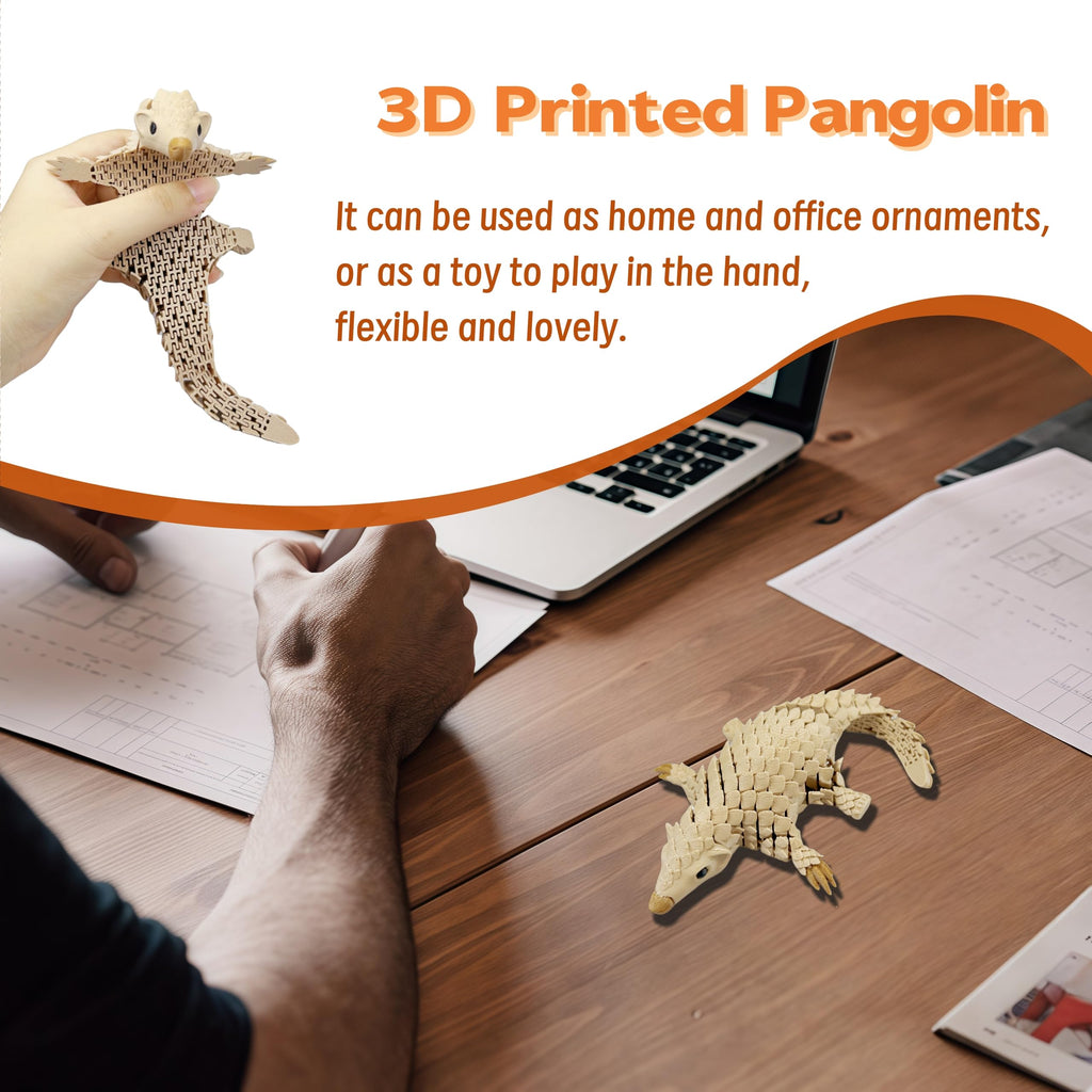 SIPWATE 3D Printed Articulated Pangolin Toy – 7.6-Inch Flexible Animal Statue with Movable Joints for Fidgeting and Desk Decor