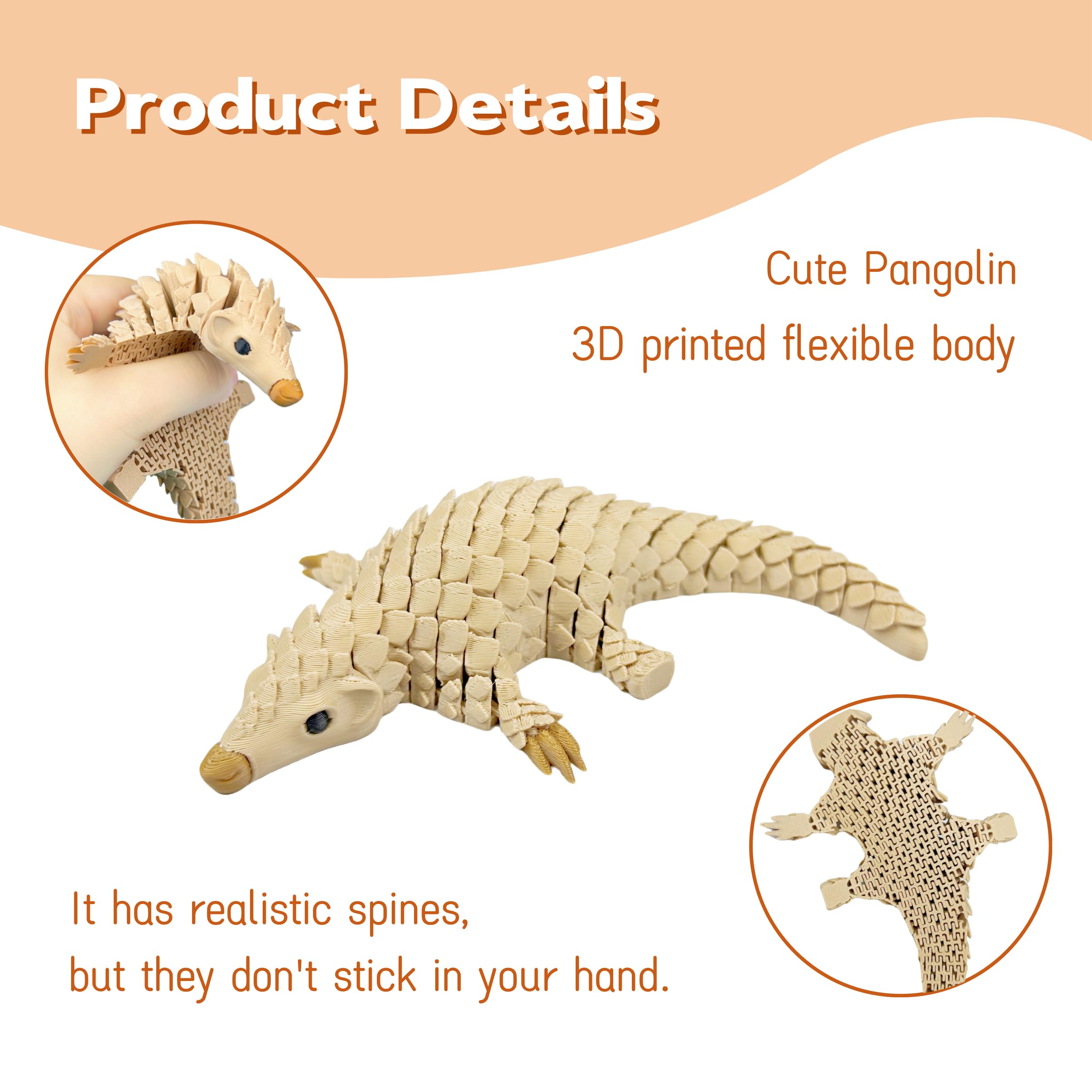SIPWATE 3D Printed Articulated Pangolin Toy – 7.6-Inch Flexible Animal Statue with Movable Joints for Fidgeting and Desk Decor