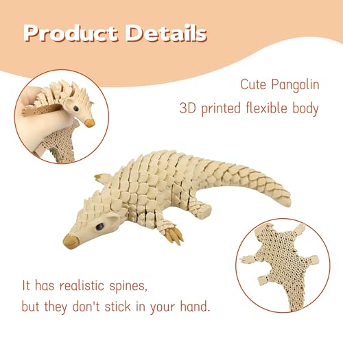 SIPWATE 3D Printed Articulated Pangolin Toy – 7.6-Inch Flexible Animal Statue with Movable Joints for Fidgeting and Desk Decor