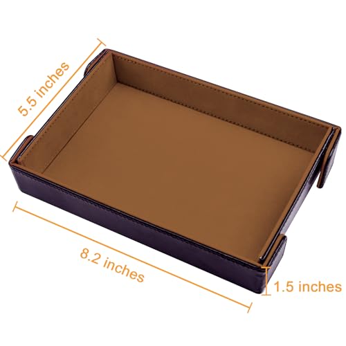 SIQUK 2-Piece Magnetic Folding Dice Tray Set – Green & Camel PU Leather Rectangle Dice Rolling Tray for D&D RPG