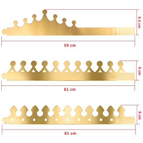 SIQUK 27 Pack Gold Paper Crowns - 3 Styles, Foil Party Hats for Kids & Adults