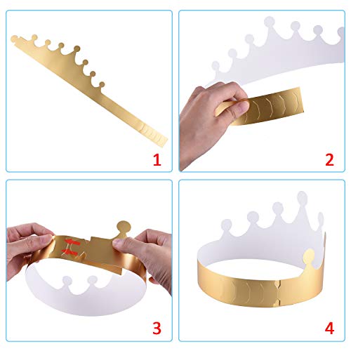 SIQUK 27 Pack Gold Paper Crowns - 3 Styles, Foil Party Hats for Kids & Adults