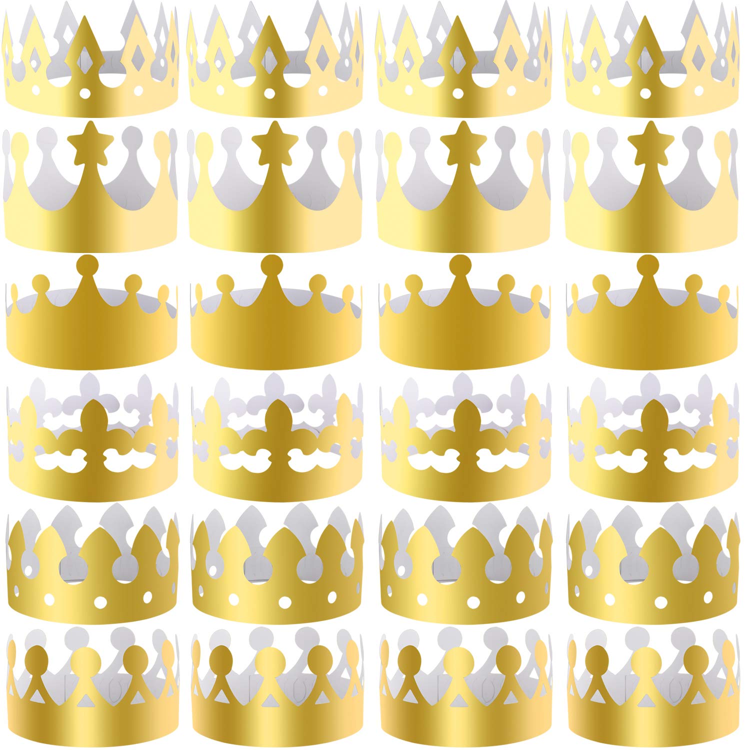 SIQUK 30 Pieces Gold Paper Party Crowns – King Hats for Birthdays and Celebrations