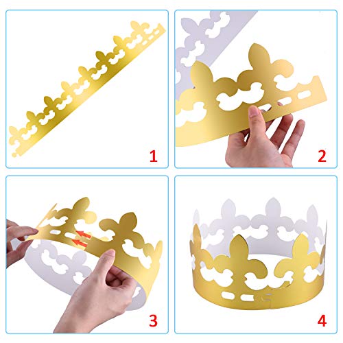 SIQUK 30 Pieces Gold Paper Party Crowns – King Hats for Birthdays and Celebrations