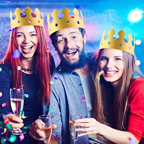 SIQUK 30 Pieces Gold Paper Party Crowns – King Hats for Birthdays and Celebrations