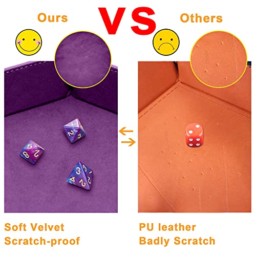 SIQUK 4-Pack Hexagon Dice Trays in Dark Green, Violet, Red, Black – Foldable PU Leather Dice Roller for DND & RPG Games