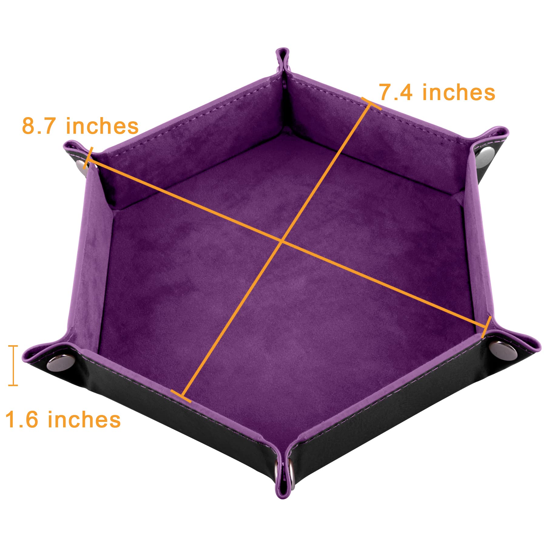 SIQUK 4-Pack Hexagon Dice Trays in Dark Green, Violet, Red, Black – Foldable PU Leather Dice Roller for DND & RPG Games
