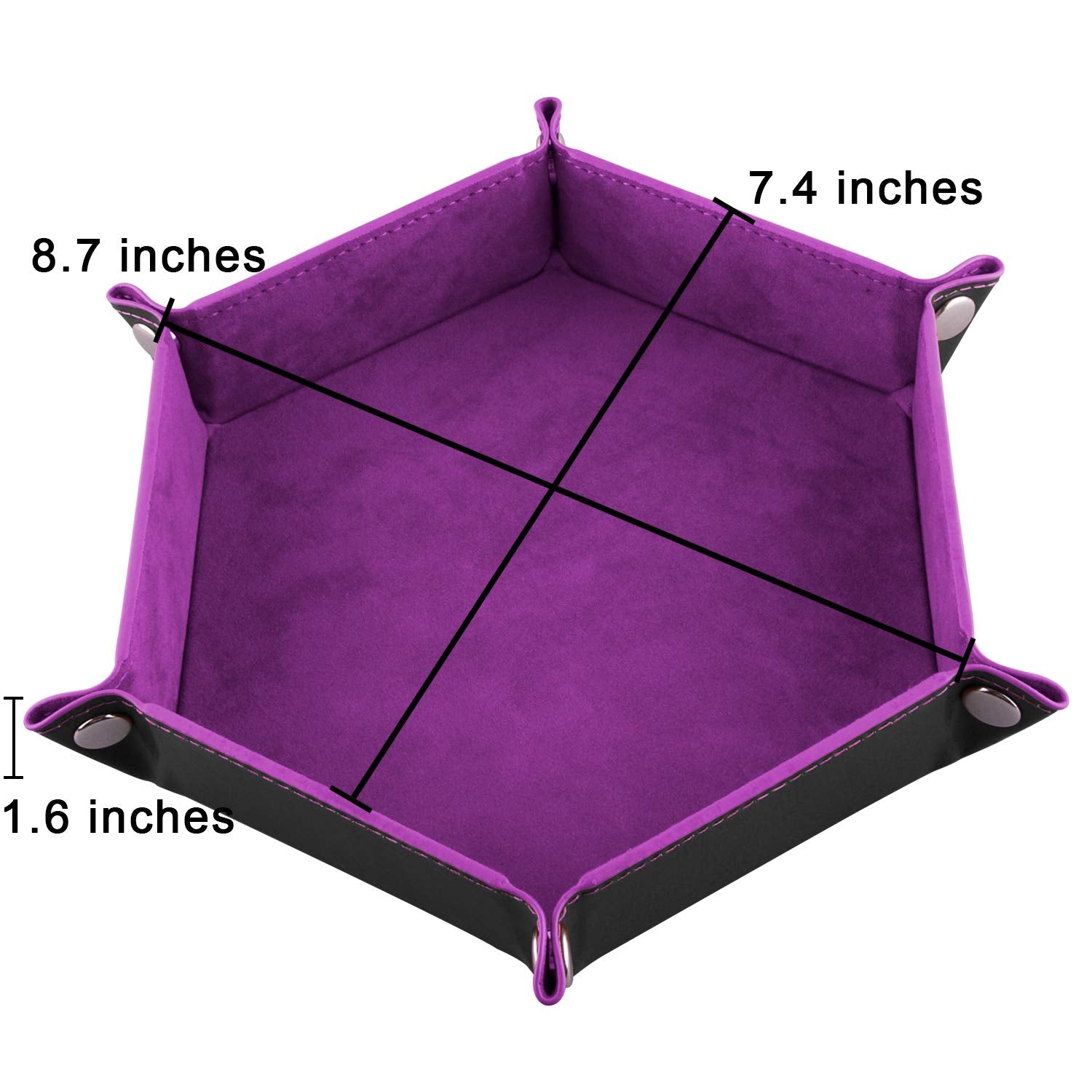SIQUK 4-Piece Foldable Hexagon Dice Tray Set – Red, Black, Blue, Violet