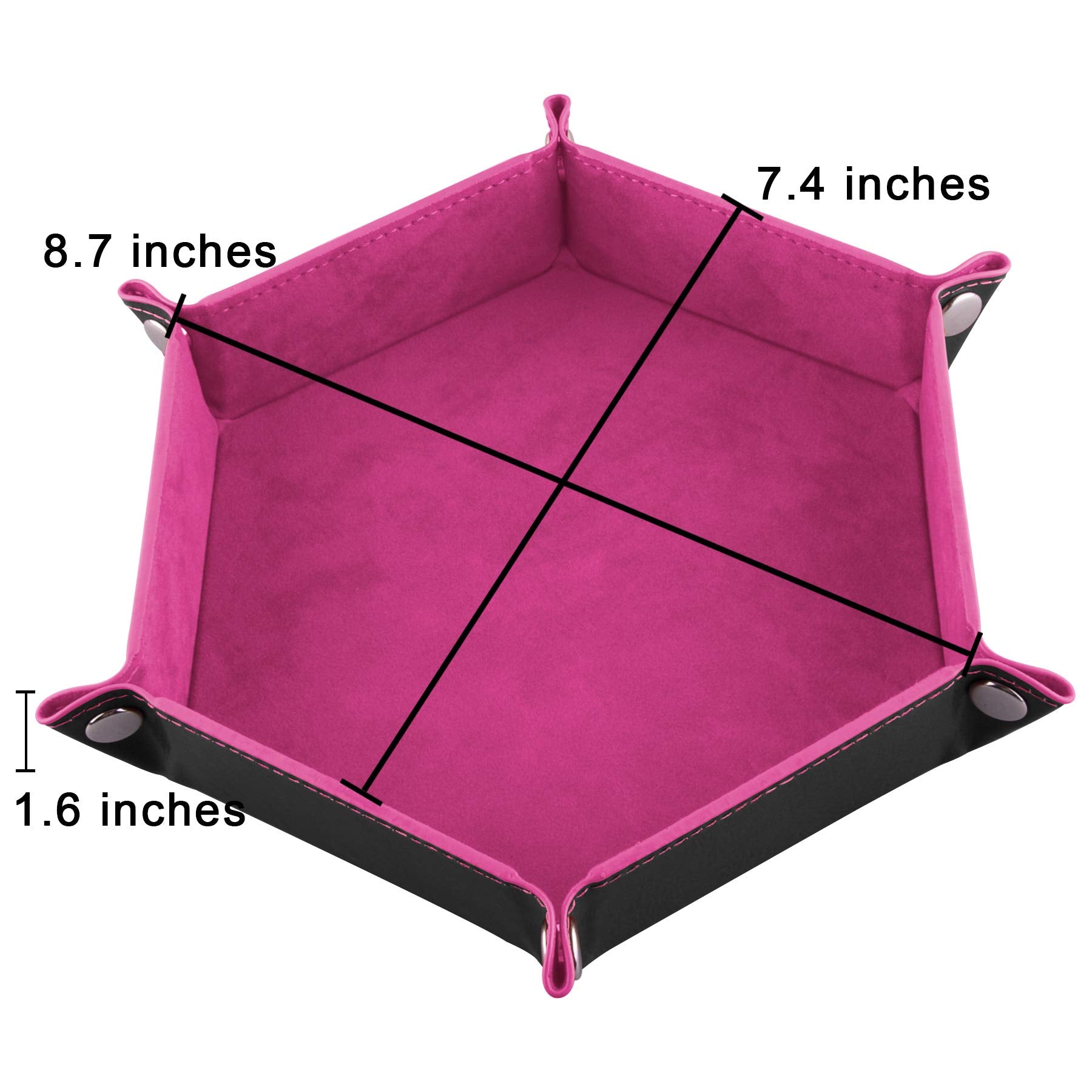 SIQUK 4-Piece Hexagonal Folding Dice Tray Set – PU Leather with Velvet Lining, Cyan Pink Violet Black