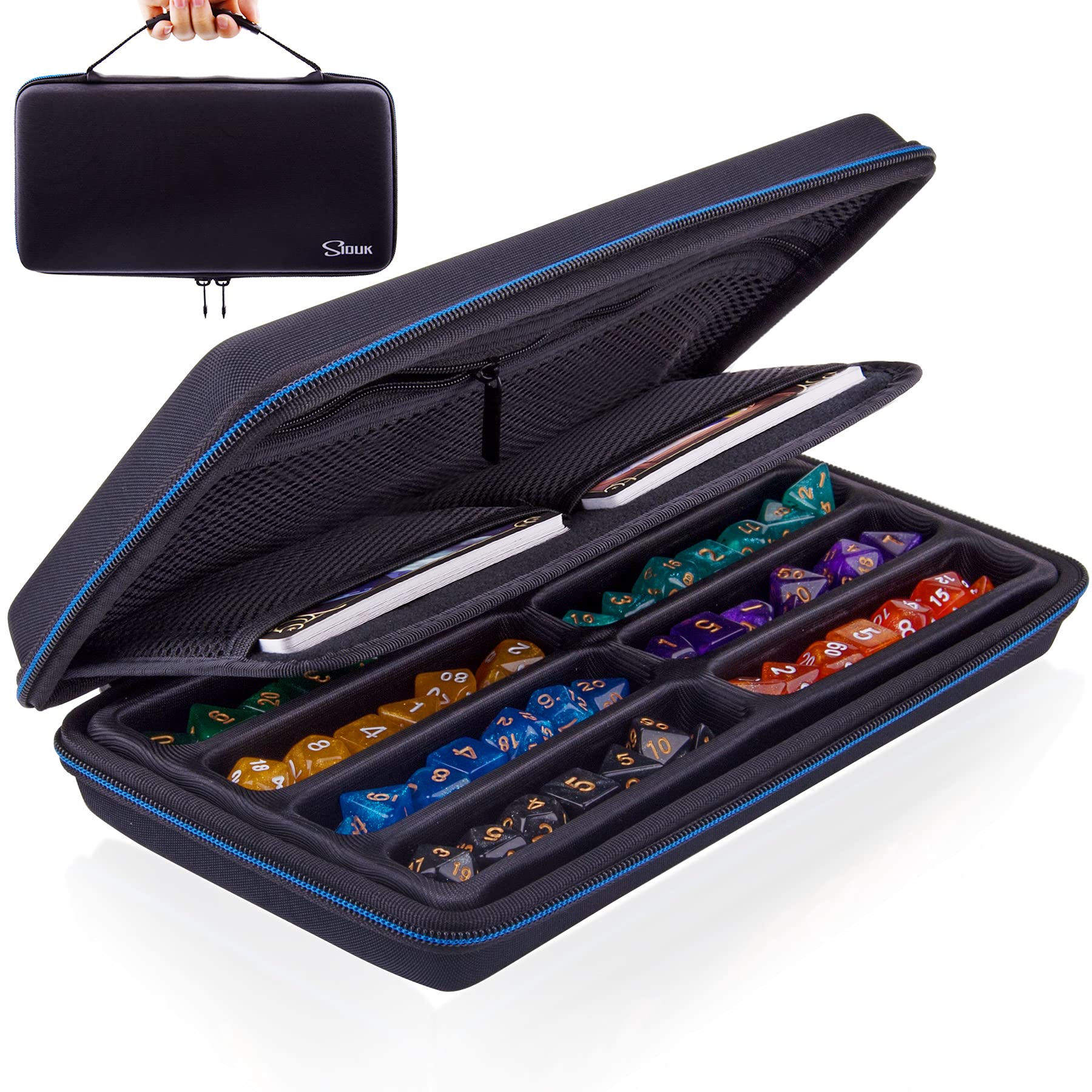 SIQUK Dice Case for DND – Holds 8 Sets with Removable Rolling Tray