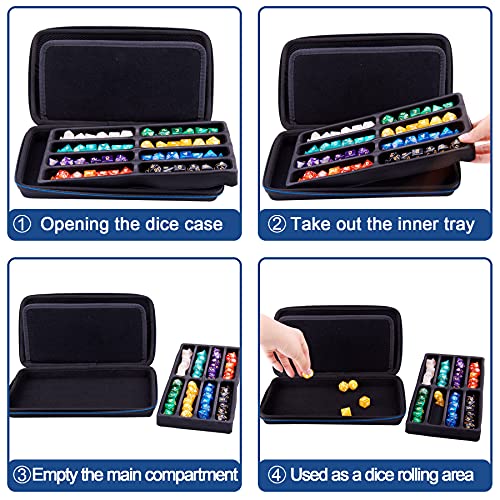 SIQUK Dice Case for DND – Holds 8 Sets with Removable Rolling Tray