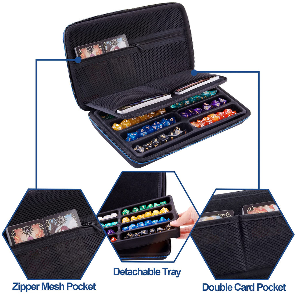 SIQUK Dice Case for DND – Holds 8 Sets with Removable Rolling Tray