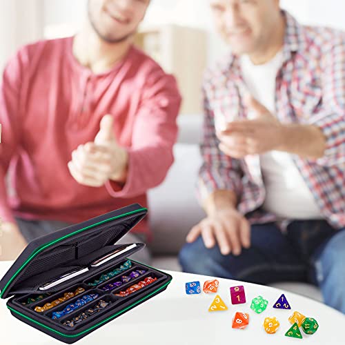 SIQUK Green EVA Dice Case with Detachable Tray and Handle – Holds Up to 8 Dice Sets