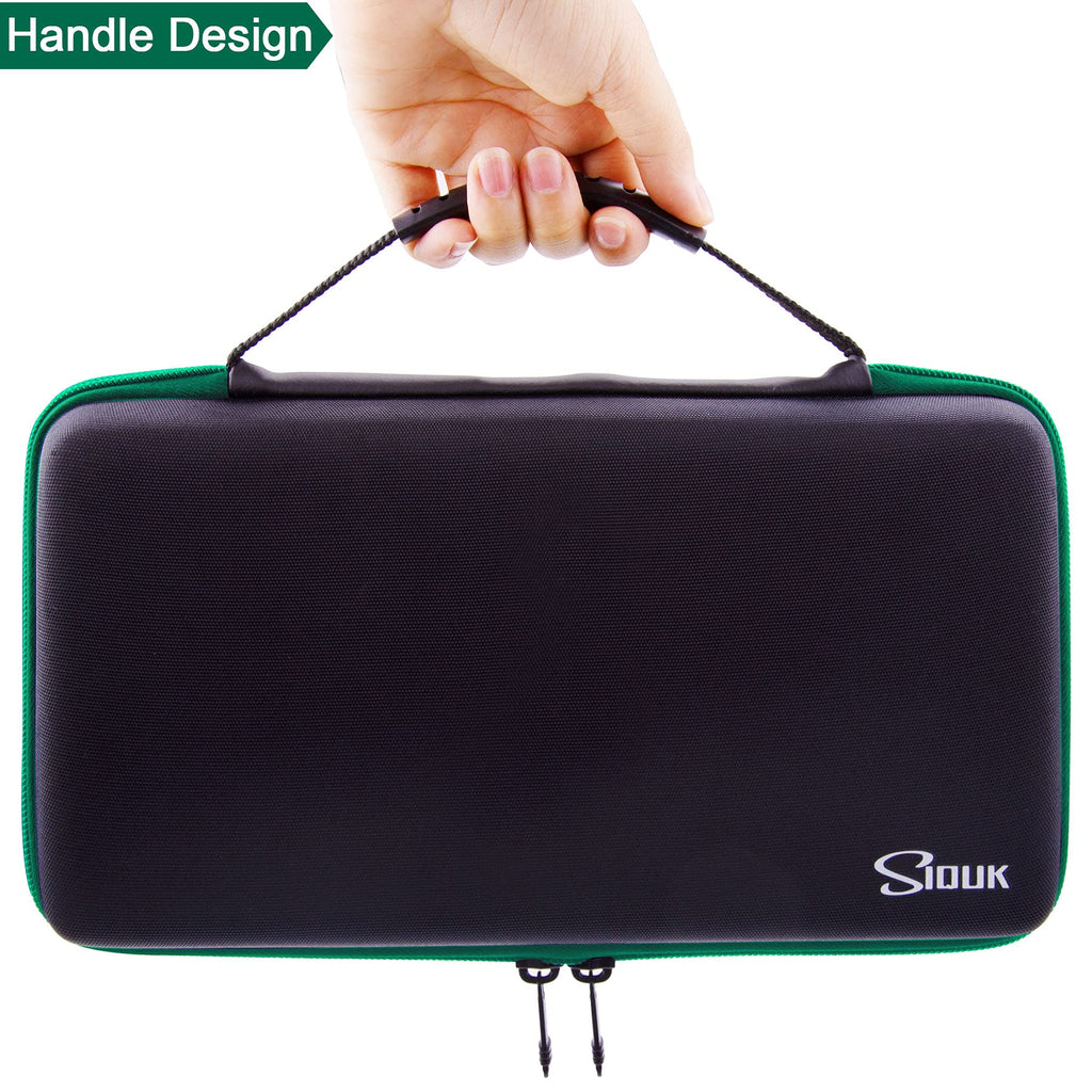 SIQUK Green EVA Dice Case with Detachable Tray and Handle – Holds Up to 8 Dice Sets