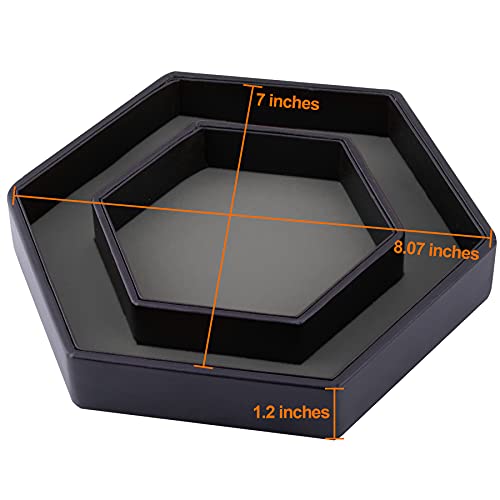 SIQUK Hexagon Dice Tray with Lid - Gray Velvet & PU Leather for DND RPG Tabletop Games