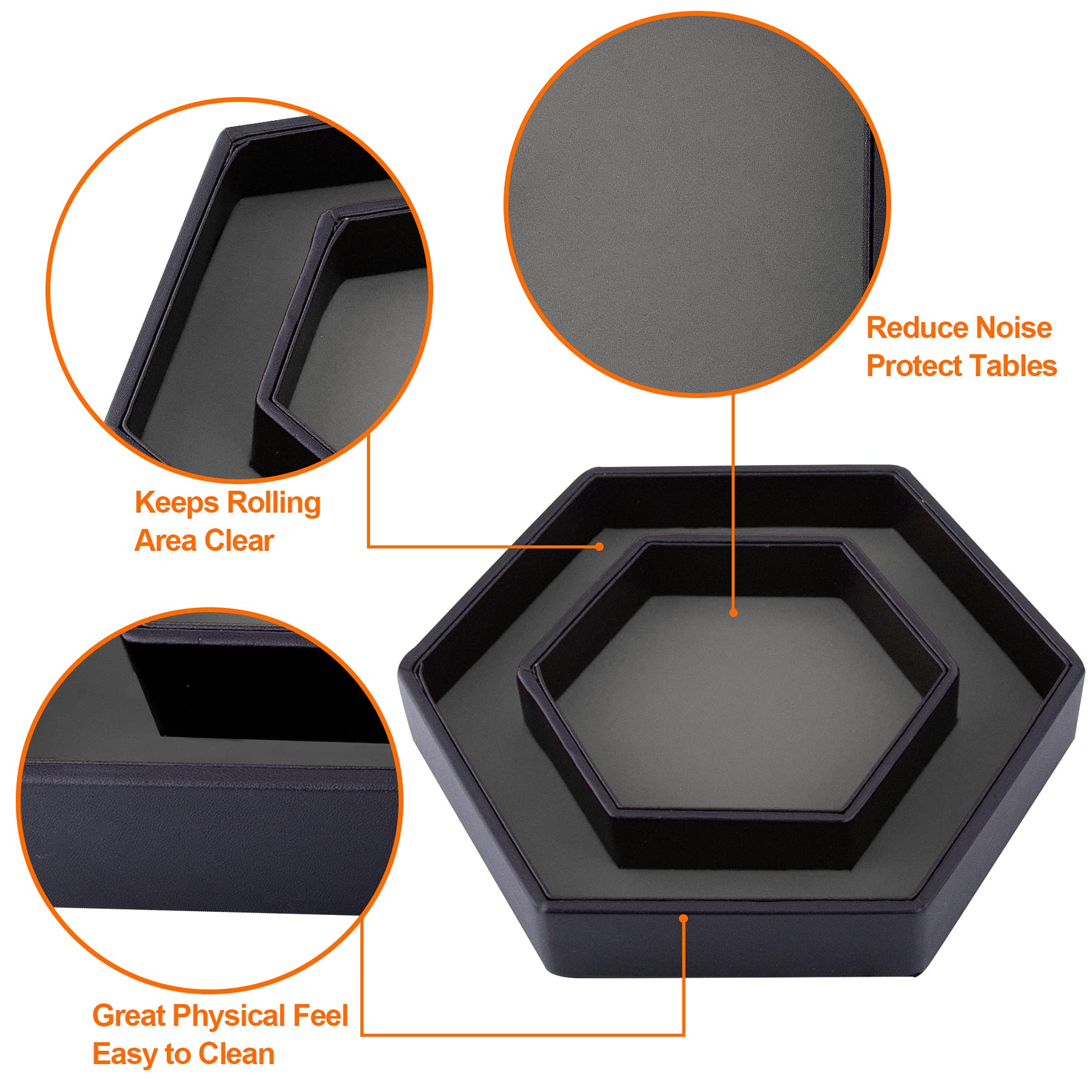SIQUK Hexagon Dice Tray with Lid - Gray Velvet & PU Leather for DND RPG Tabletop Games