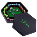 SIQUK Hexagon Dice Tray with Lid - Green Velvet and Black PU Leather for RPG, DND, Table Games