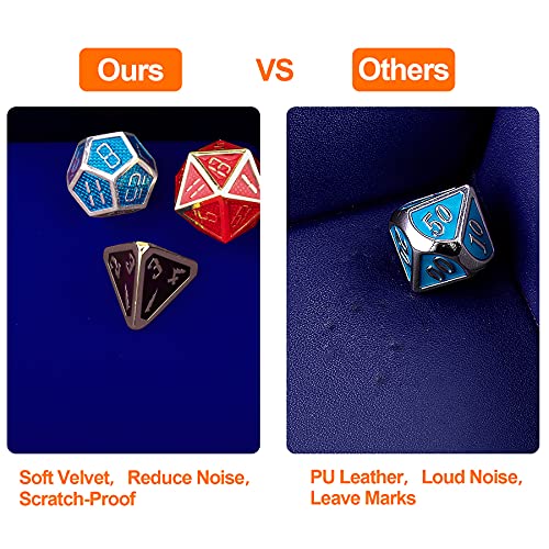 SIQUK Hexagon Dice Tray with Lid – Blue Velvet Rolling Tray for D&D and RPG Games