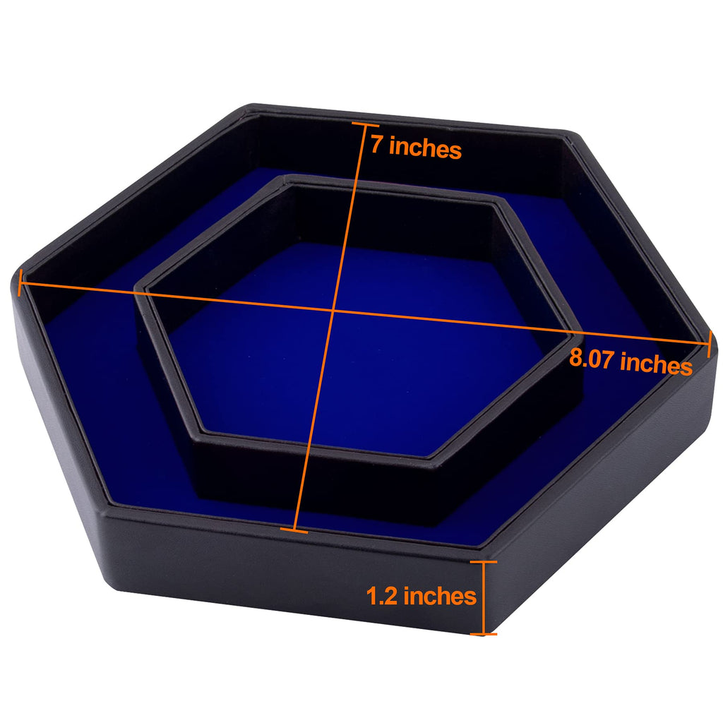 SIQUK Hexagon Dice Tray with Lid – Blue Velvet Rolling Tray for D&D and RPG Games