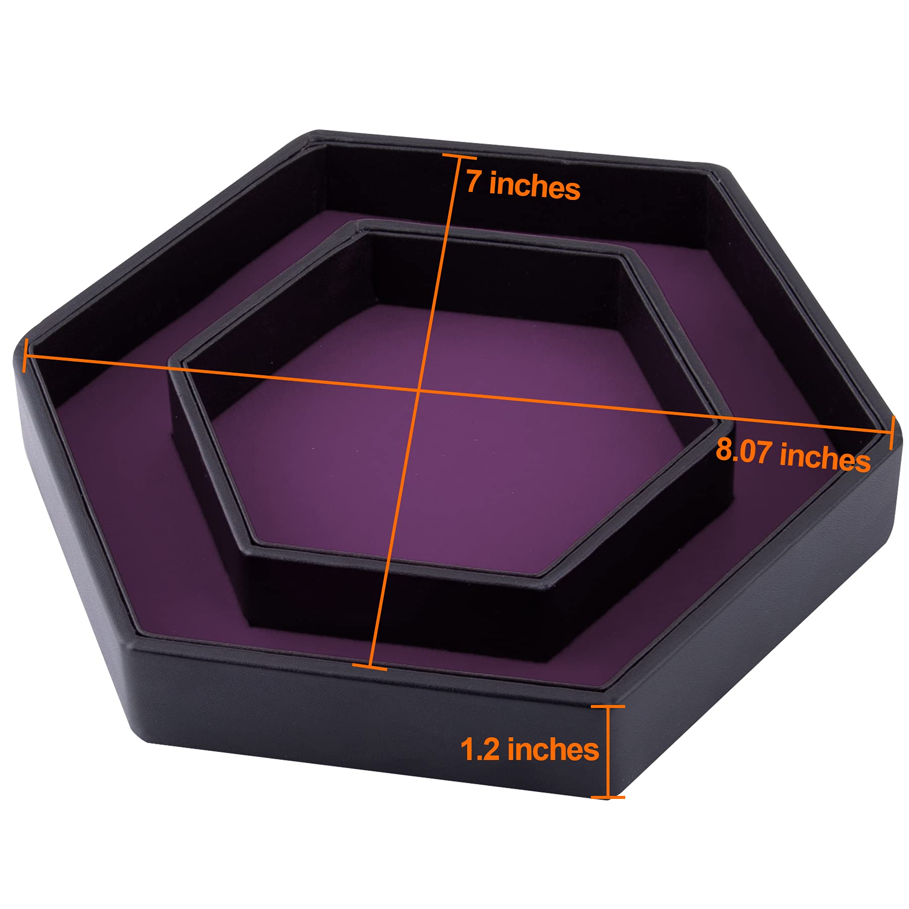 SIQUK Hexagon Dice Tray with Lid – Purple Velvet and PU Leather Rolling Tray for DND and RPG Games