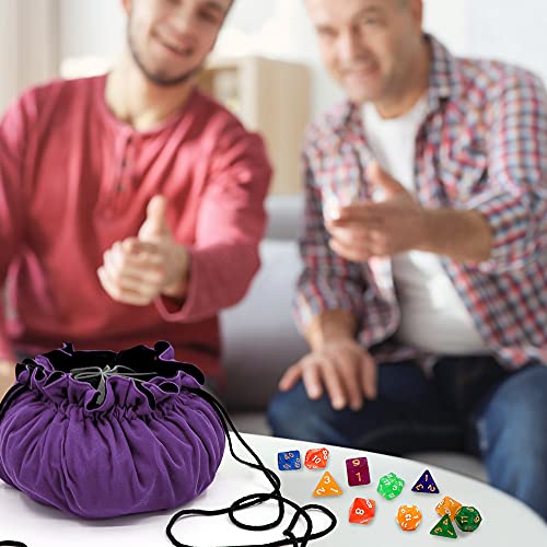 SIQUK Large Dice Bag with 9 Pockets - Holds 300+ Dice, Dark Violet