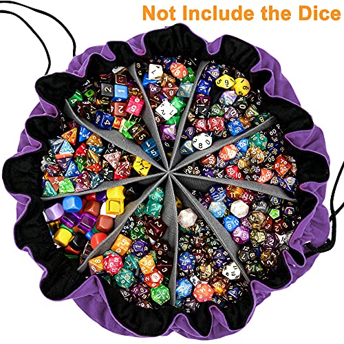 SIQUK Large Dice Bag with 9 Pockets - Holds 300+ Dice, Dark Violet