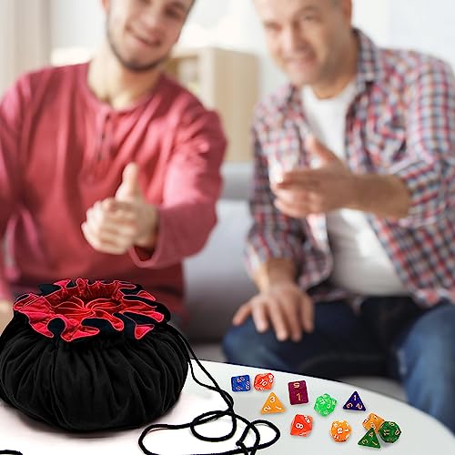 SIQUK Large Dice Bag with 9 Pockets – Holds over 300 Dice, Black & Red