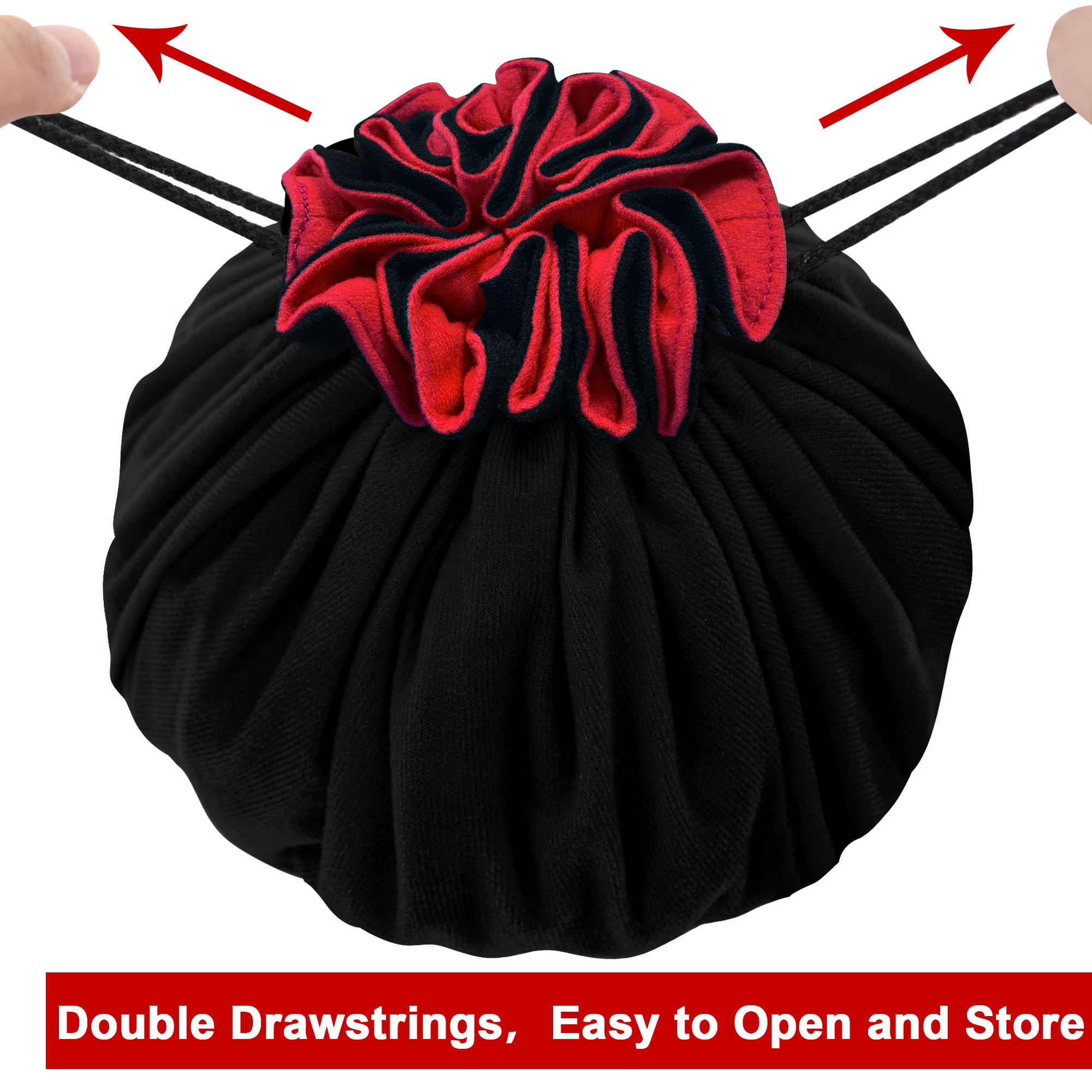 SIQUK Large Dice Bag with 9 Pockets – Holds over 300 Dice, Black & Red