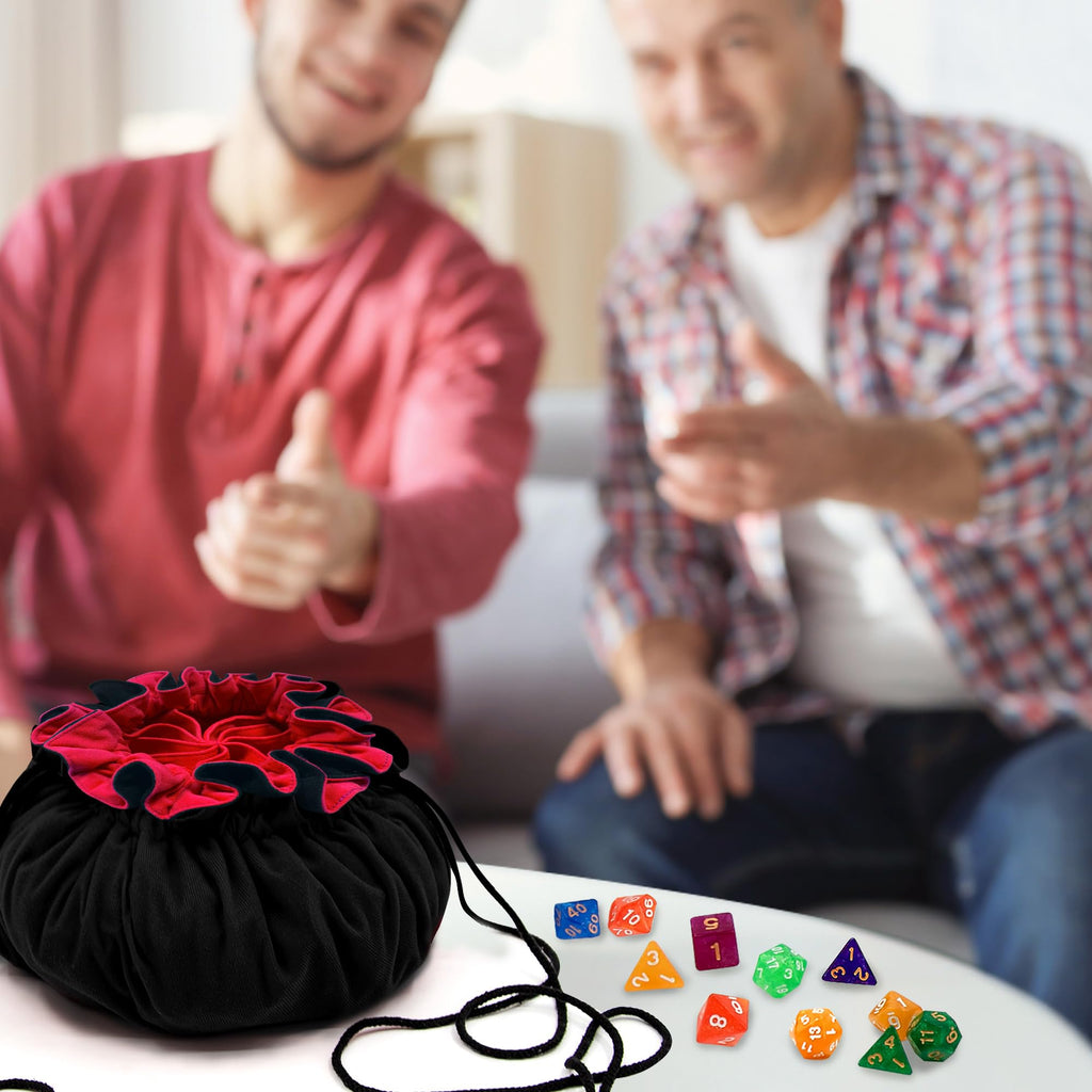 SIQUK Large Dice Bag with 9 Pockets – Holds over 300 Dice, Black & Red