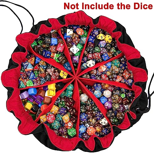 SIQUK Large Dice Bag with 9 Pockets – Holds over 300 Dice, Black & Red