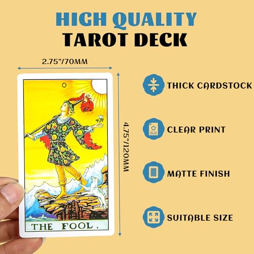SirShop 78 Classic Tarot Deck with Guide Book – Star Back Design, Fortune Telling Cards for Beginners & Family