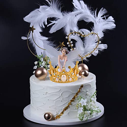 SisBroo Gold Crown Cake Toppers Set of 6 - Metal Mini Crowns for Cakes, Hair, and Party Decor